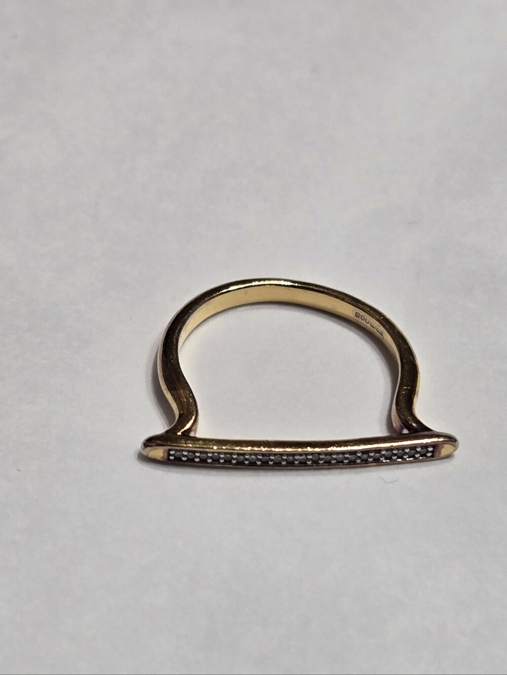 Monica Vinader Skinny Stacking Ring - 18k Gold Vermeil & Diamond - Size 7.5 - Picture 6 of 14
